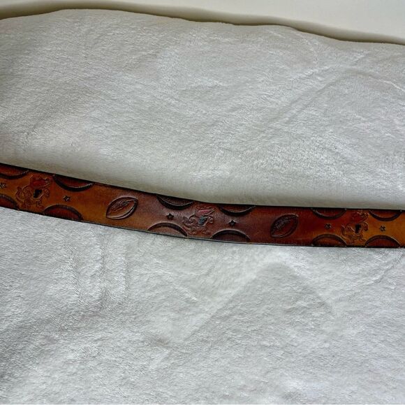 Hand Tooled Leather Belt Florida Gators Football Weathered Handcrafted Brown - Picture 8 of 16